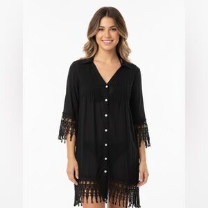 Blue island size small black swim cover dress